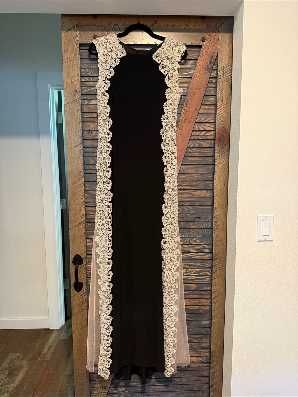 Black Maxi Dress with Ivory gold Lace Trim